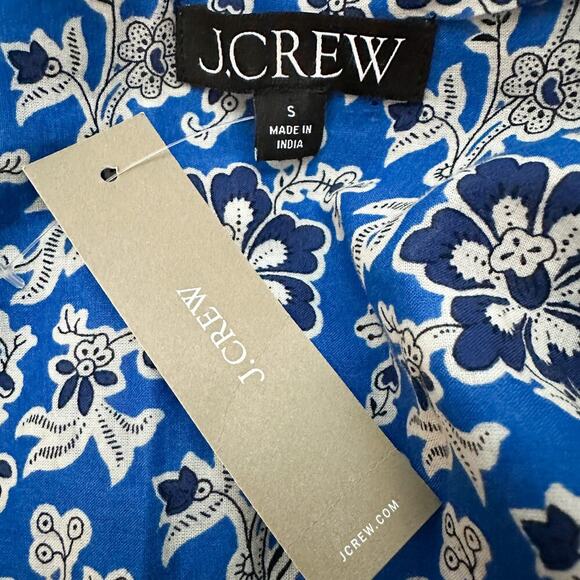 J. Crew Tiered Tie Front Floral Beach Dress NWT Size S Cobalt Blue - Picture 10 of 13
